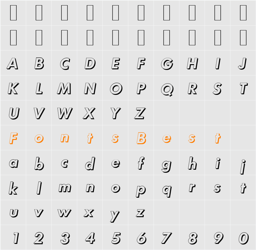 LimerickShadow Character Map