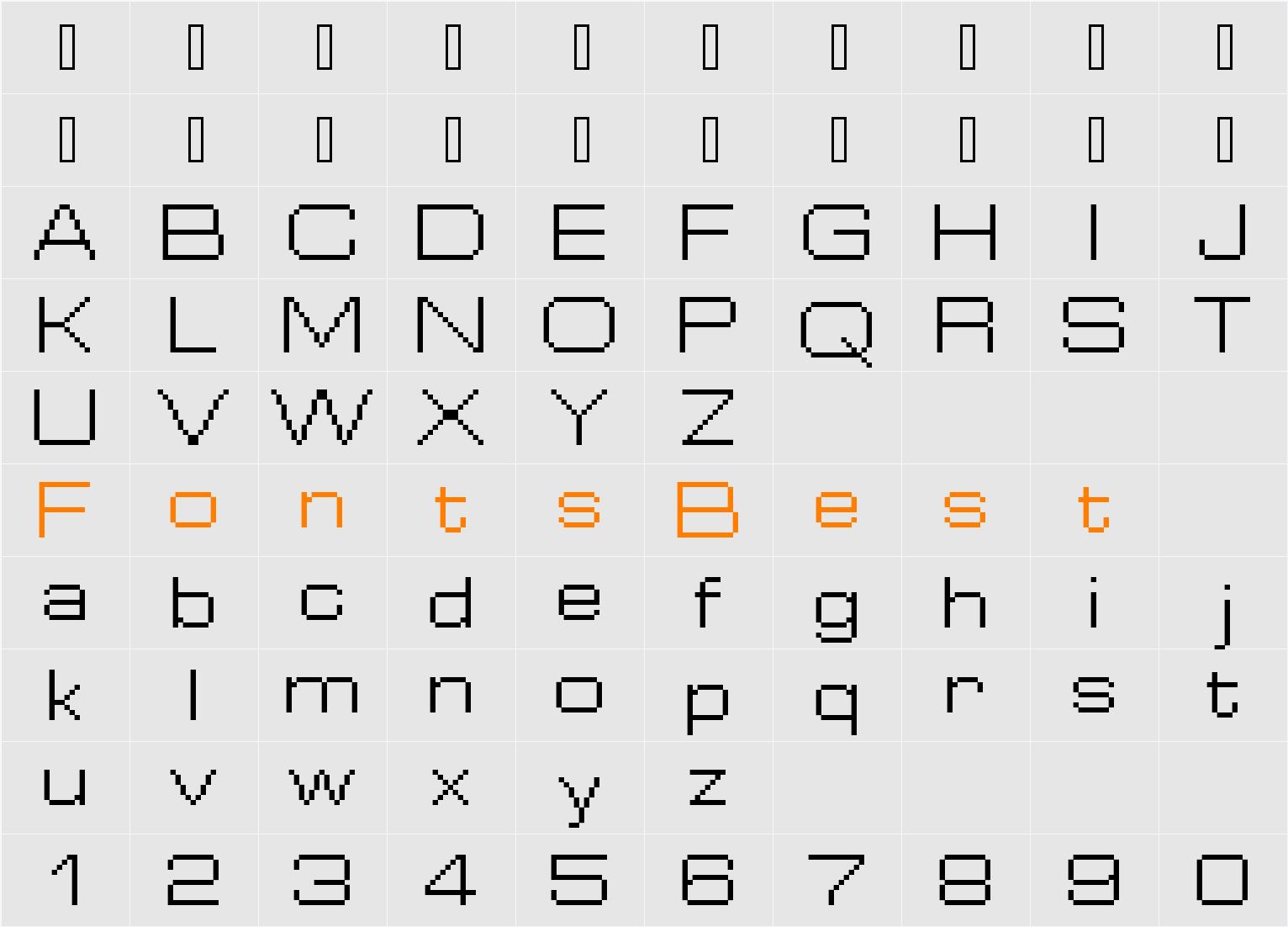 FFF Cosmos Character Map