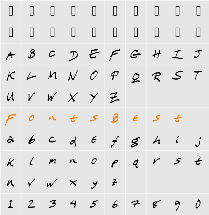 WL Scrawl My Children Character Map