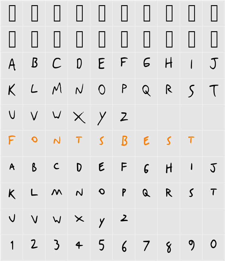 Dexter NBP Character Map