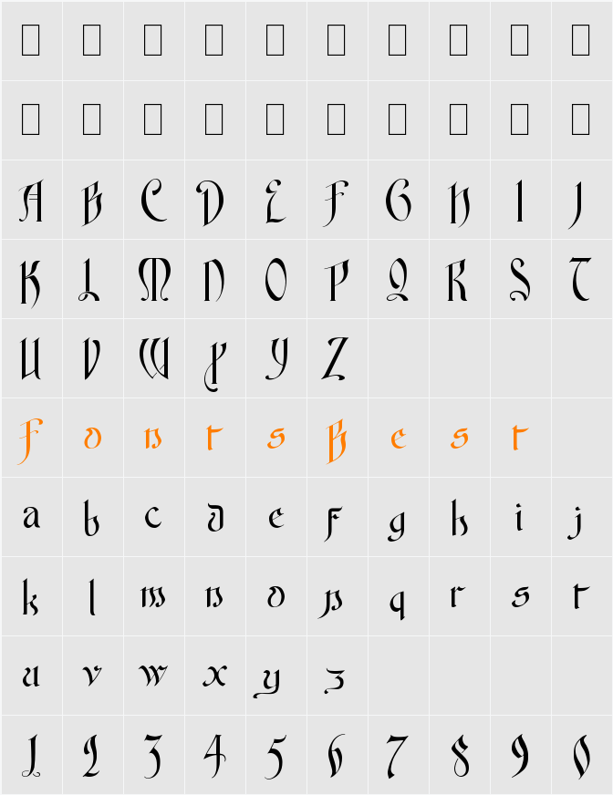 Fontenay Fancy Character Map