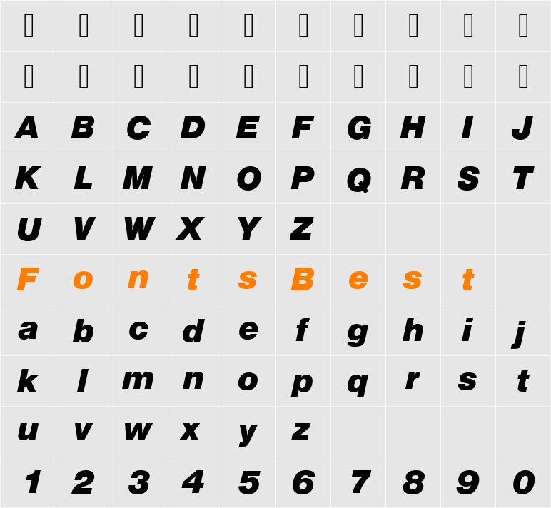 NimbusSanTBla Character Map