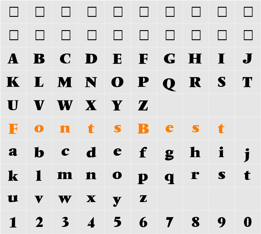 VendomeTwoExtrabold Character Map