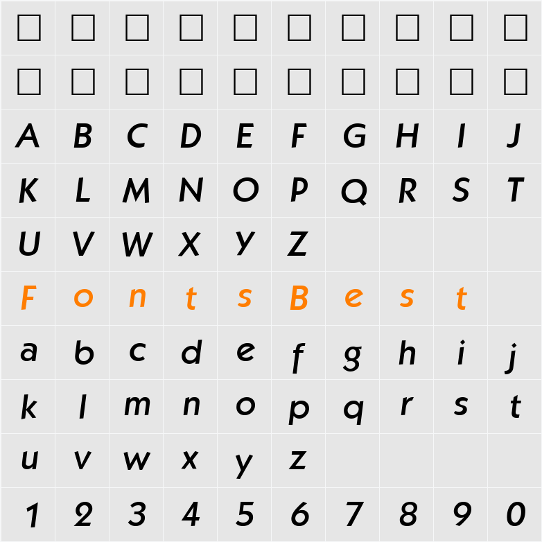 Koblenz-MediumIta Character Map