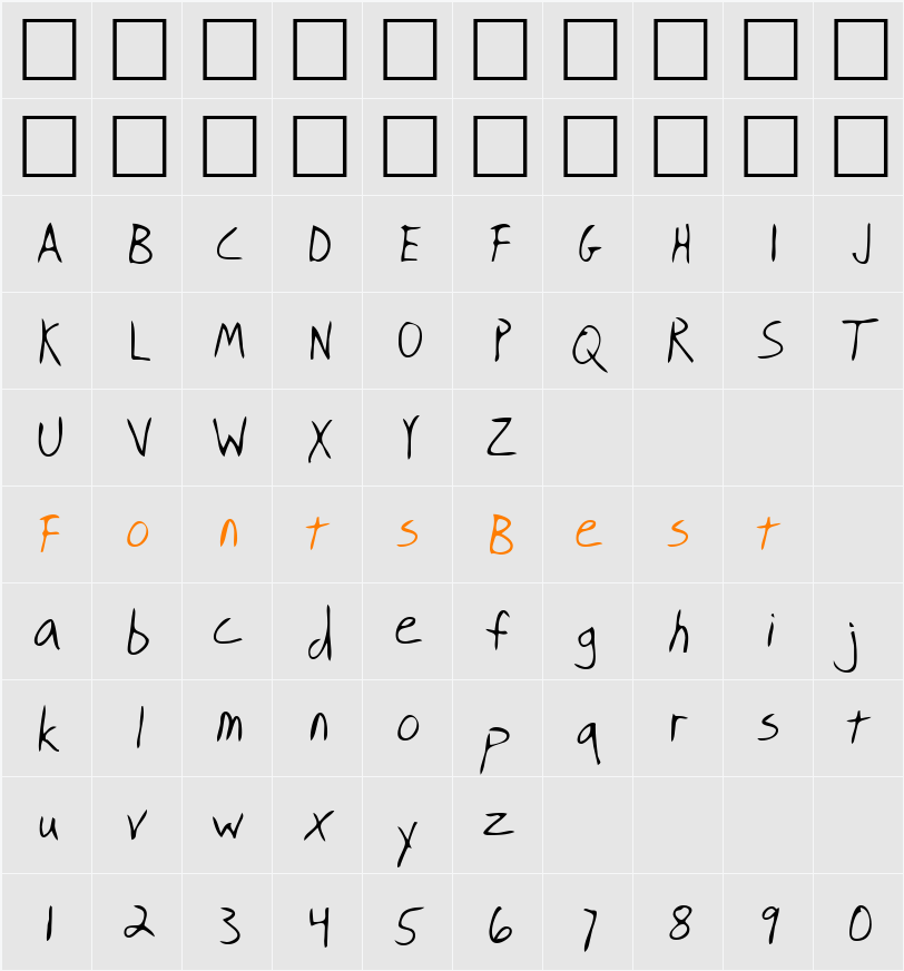 LEHN219 Character Map