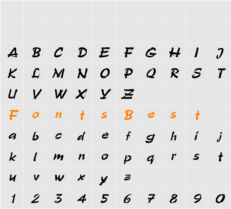 Polo-SemiScript Italic Character Map