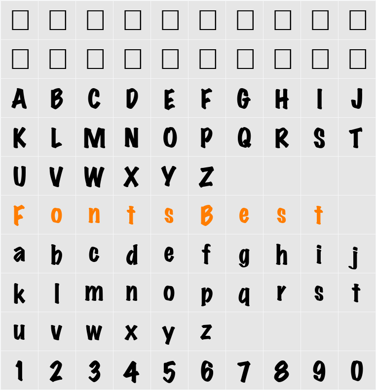 MarkerFeltWide-Plain Character Map