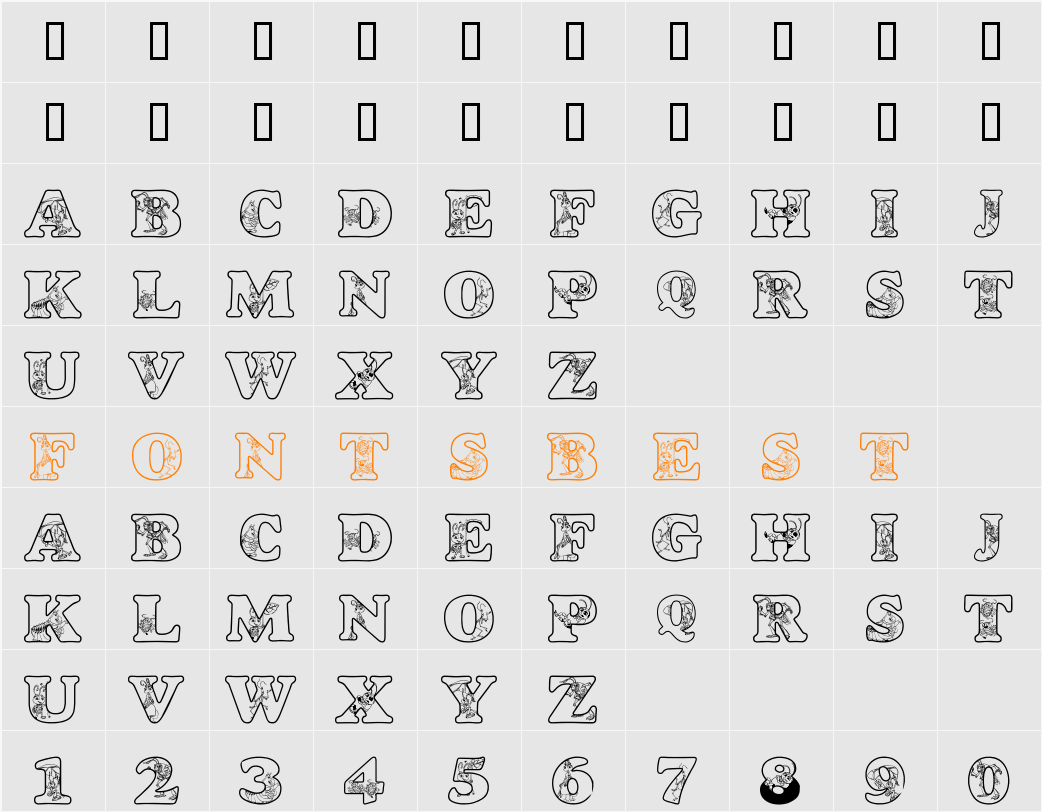 LMS Circus Bugs Character Map