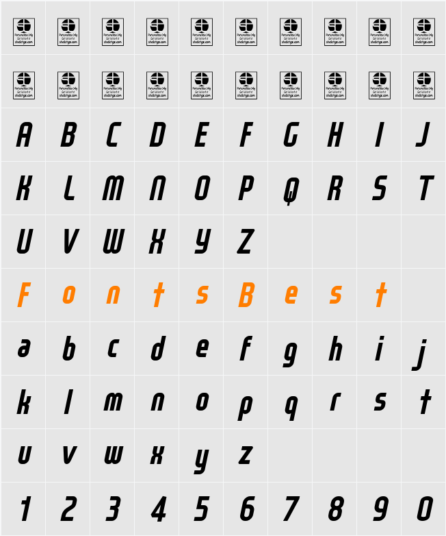 WOX~Modelist Bold Italic Demo Character Map