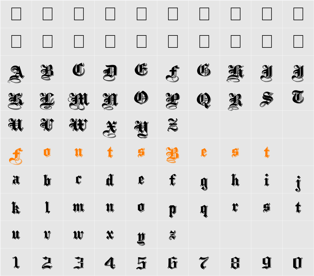 ShadowedBlackWide Character Map