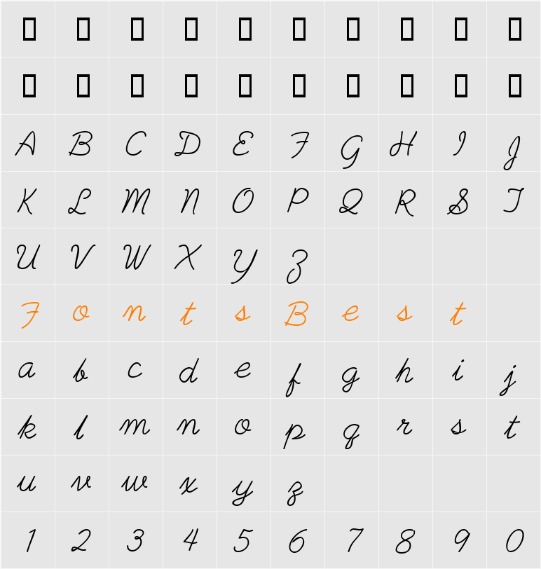 PlainPensle Character Map