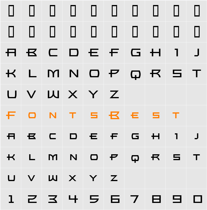 Bronzo Character Map