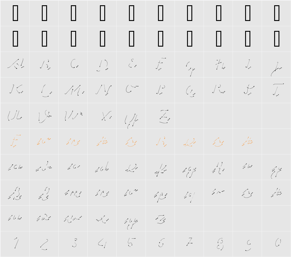 Hand Road Character Map