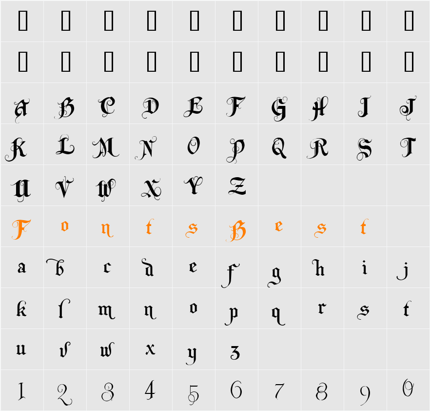 LHF Monogram English Character Map