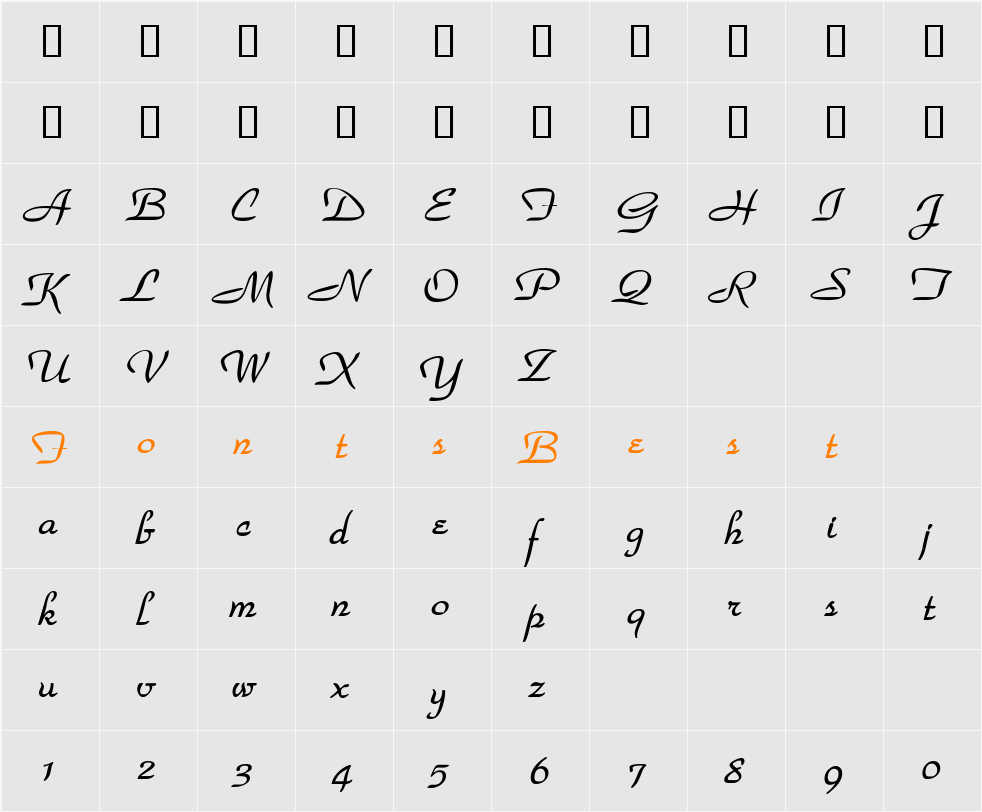 WaldorfScript Character Map