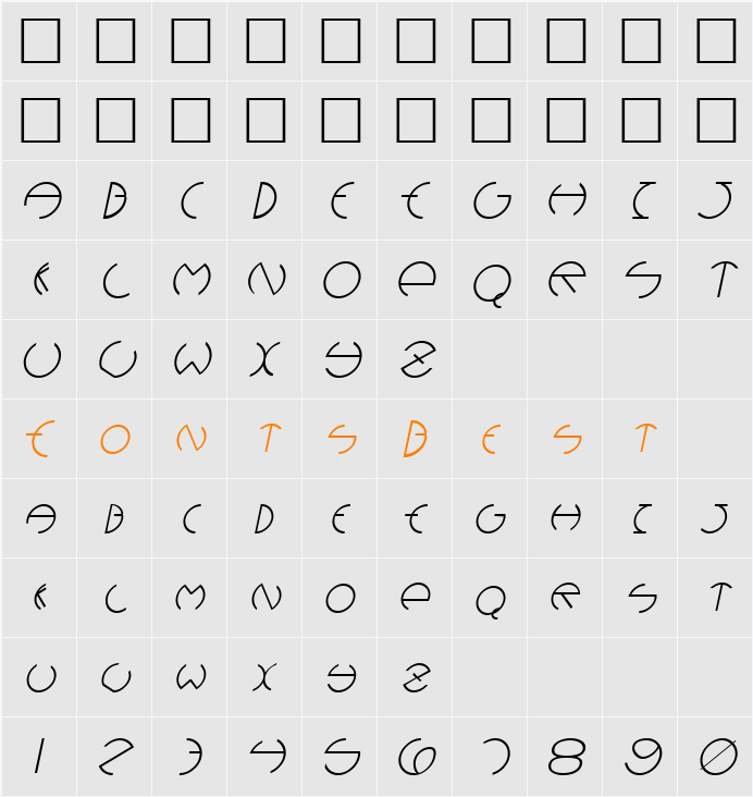 DebevicDeco Character Map