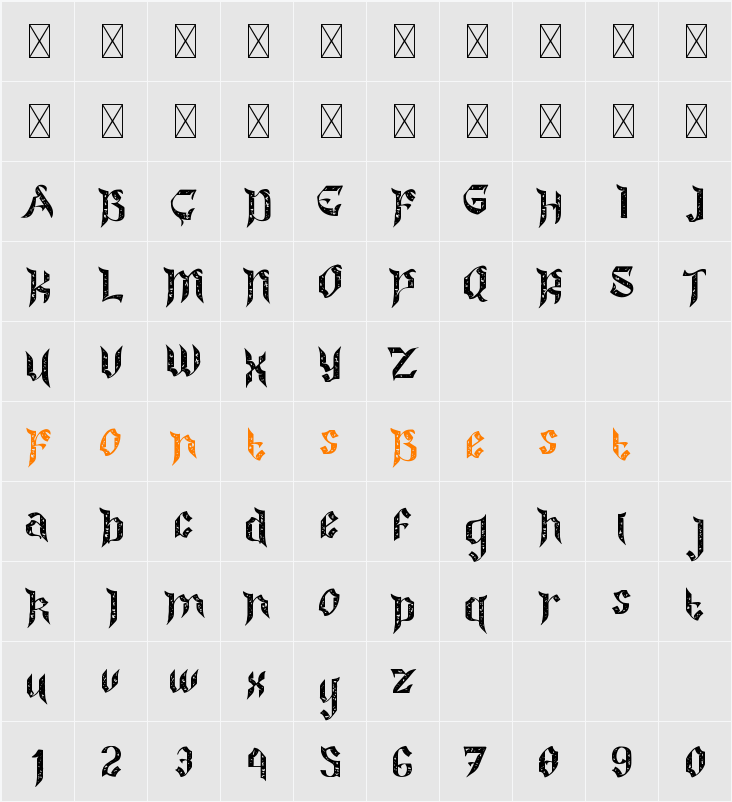 Colide Rough Cut Character Map