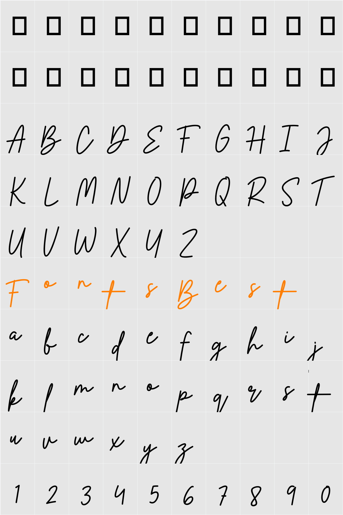 Rosabella Signature DEMO! DEMO! Character Map