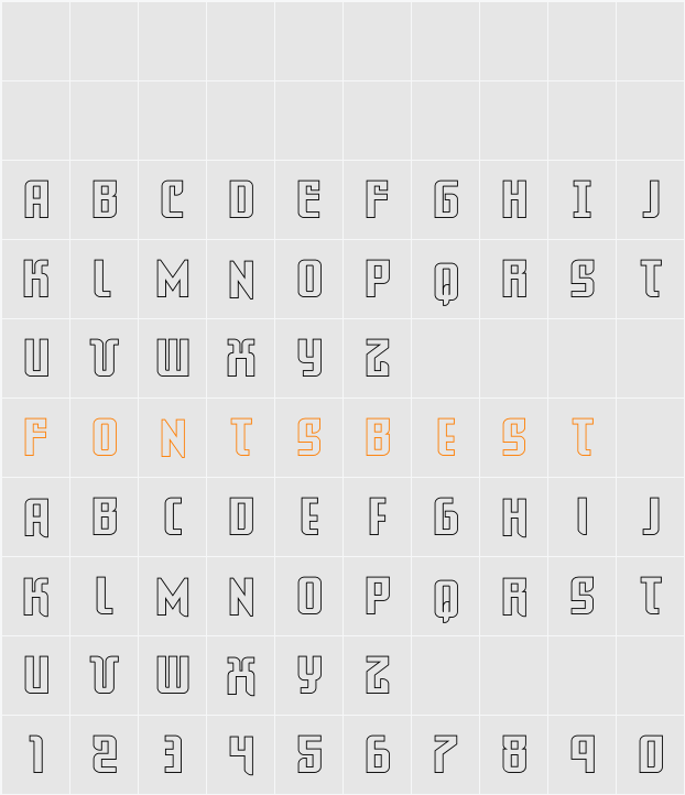 Warriatron Outline Straight Character Map