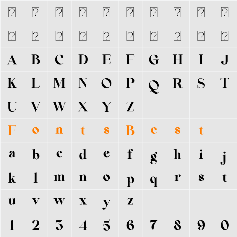 Beautiful Comethrue Ultra Bold Character Map