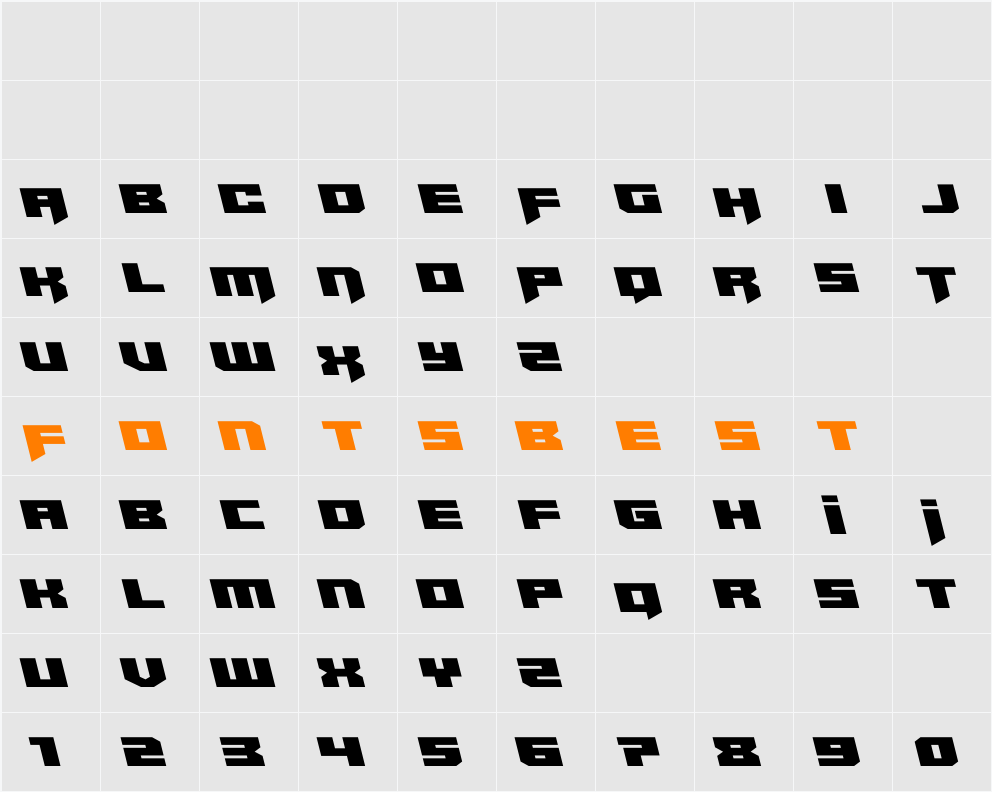 Bridge OFFicer Semi-Leftalic Character Map