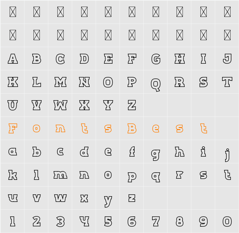 Aero Sans Outline Character Map