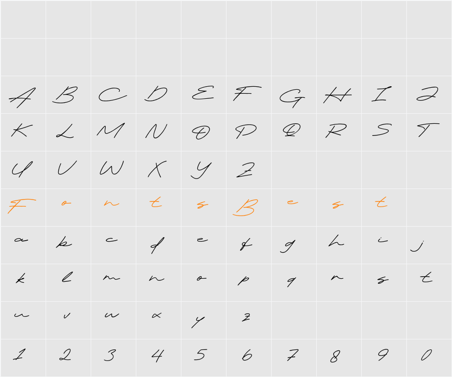 Calloveya Character Map