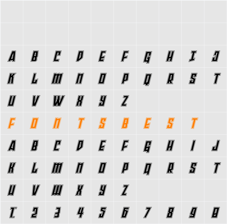 Splashpoint Academy Italic Character Map
