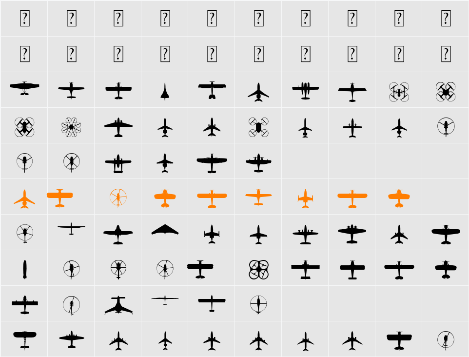 Aircraft Identification Character Map