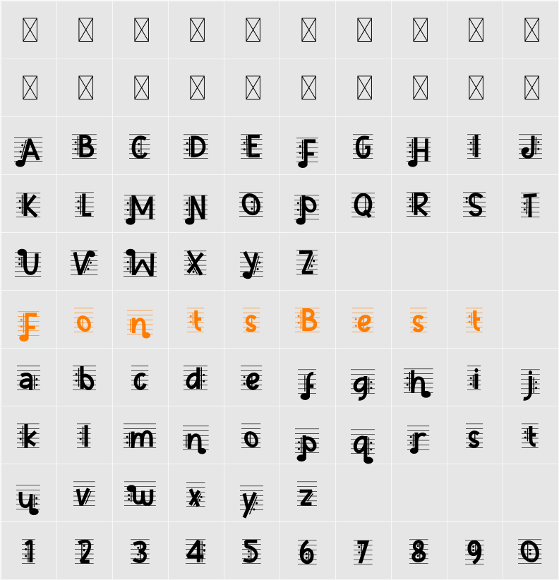 Music Note Five Character Map