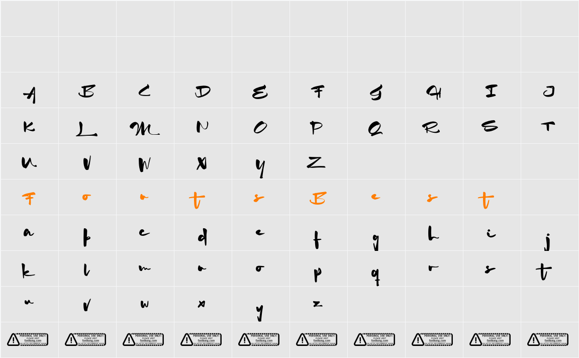 Billabonk PERSONAL USE ONLY! Character Map