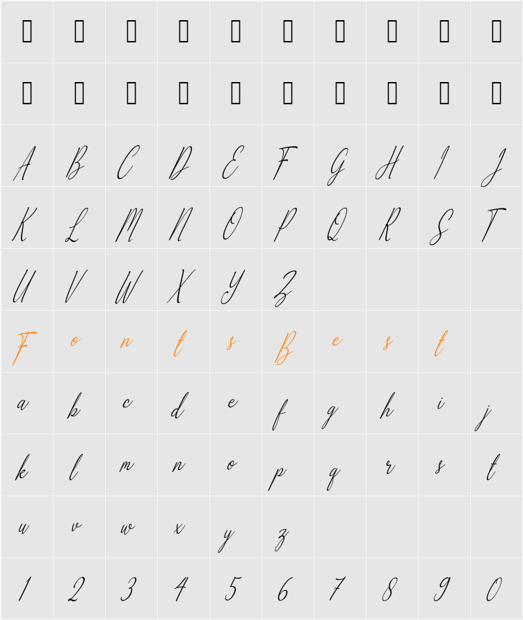Alliando Character Map