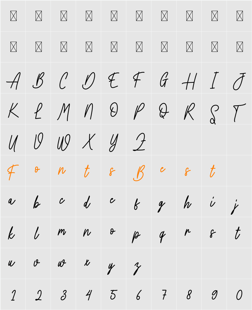 Writting Vintage Character Map
