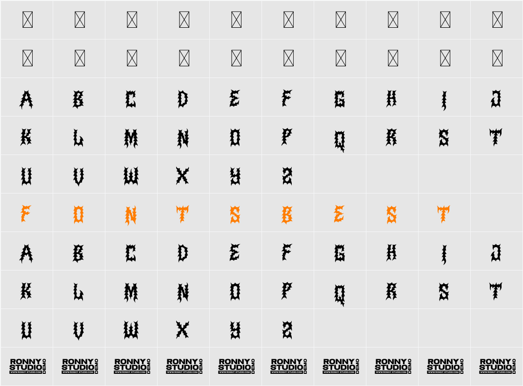Scrowns DEMO Character Map