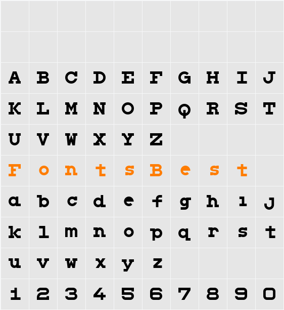 TJF Optik Black Character Map