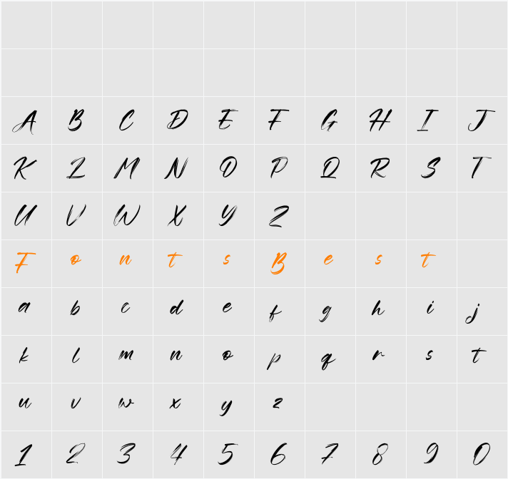 Risthiya Brush Character Map