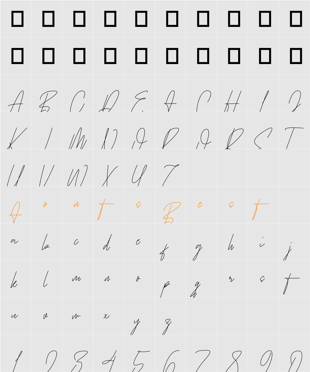 Brightome Character Map