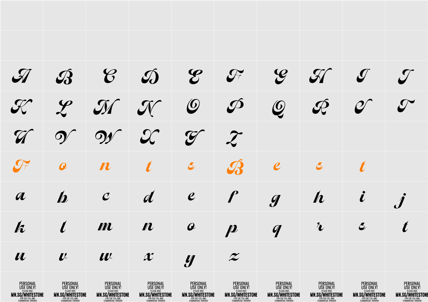 Whitestone Formal PERSONAL Character Map