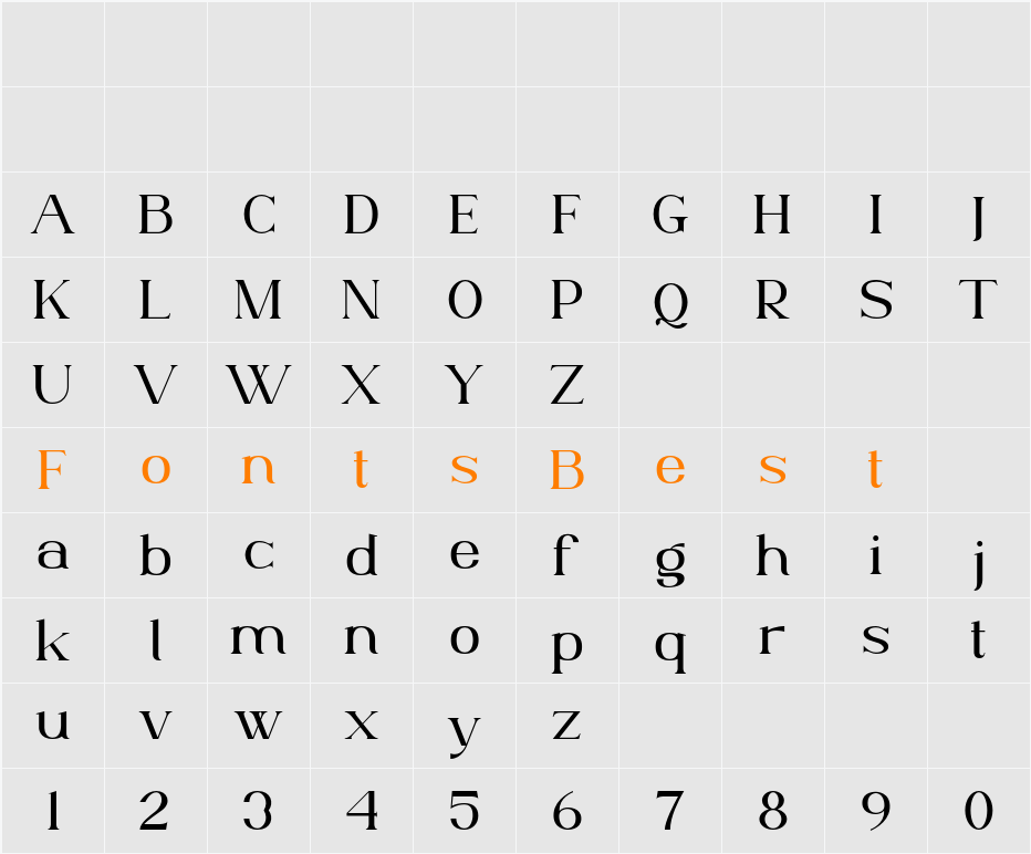 Ante Cf Serif Demo Character Map