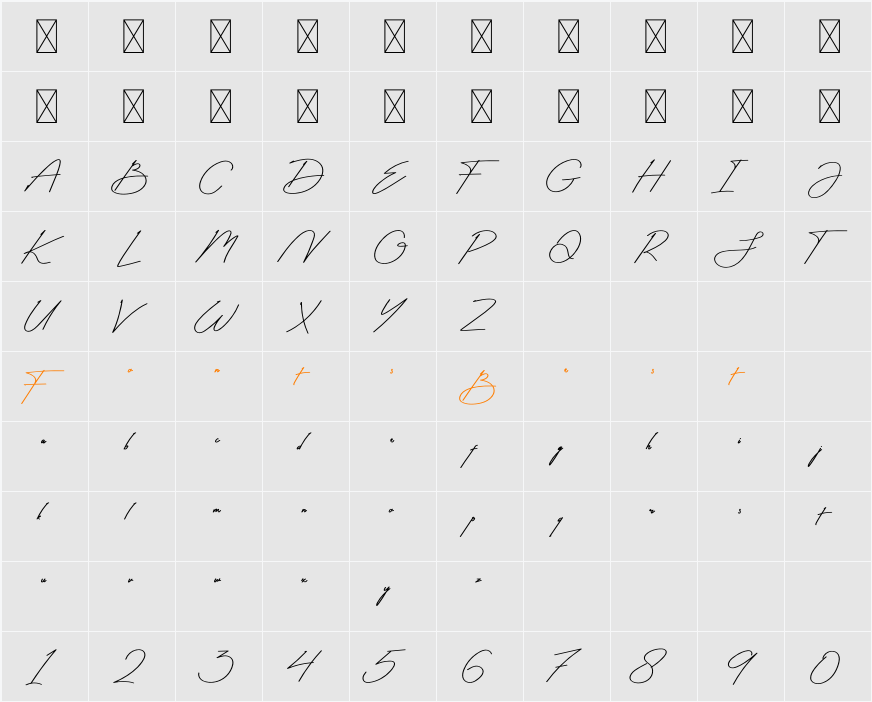 Antica Signature Character Map