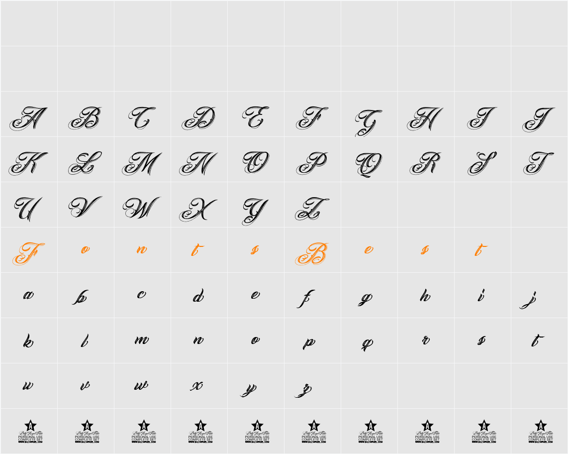 ANGELES ROUGH PERSONAL USE Character Map