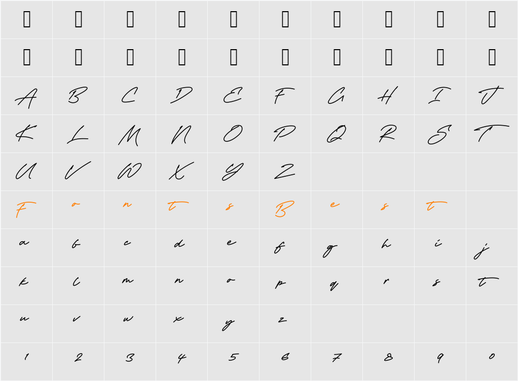 Jackarta Character Map