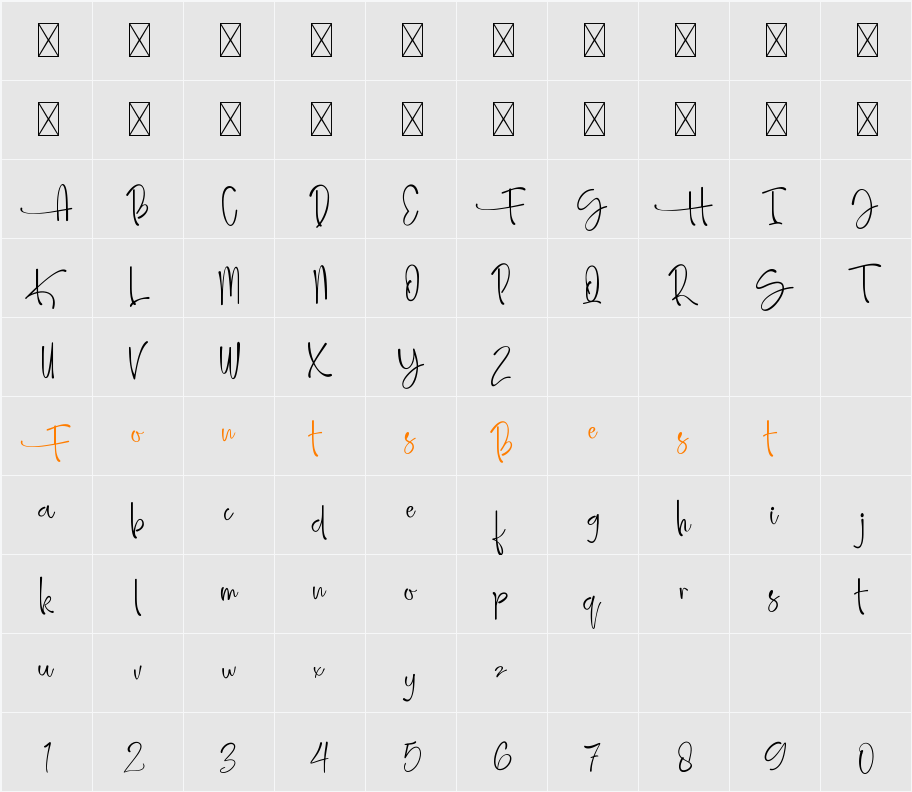 Amellia Ink Character Map