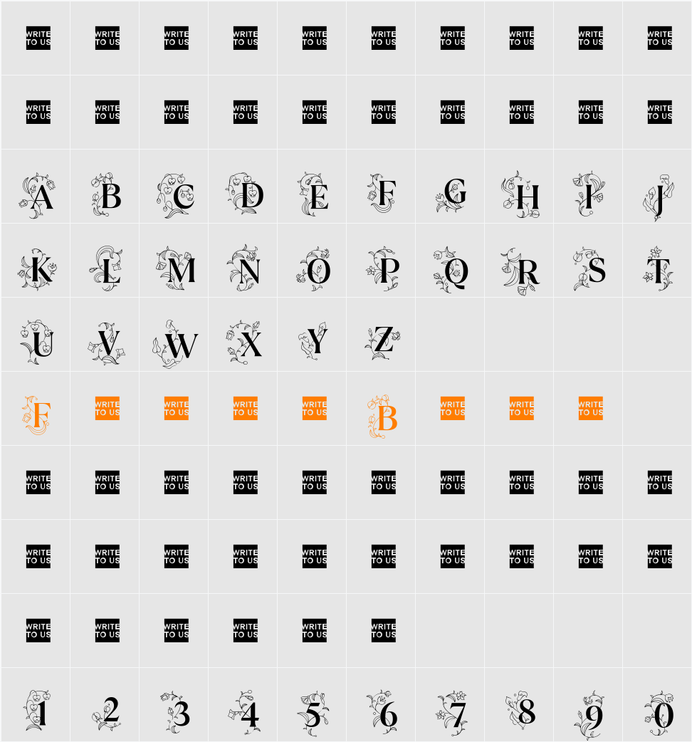TT Ramillas Initials Trl Md Character Map
