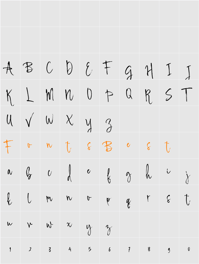Bigbone Brush Character Map