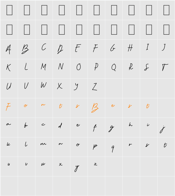Abamail Character Map