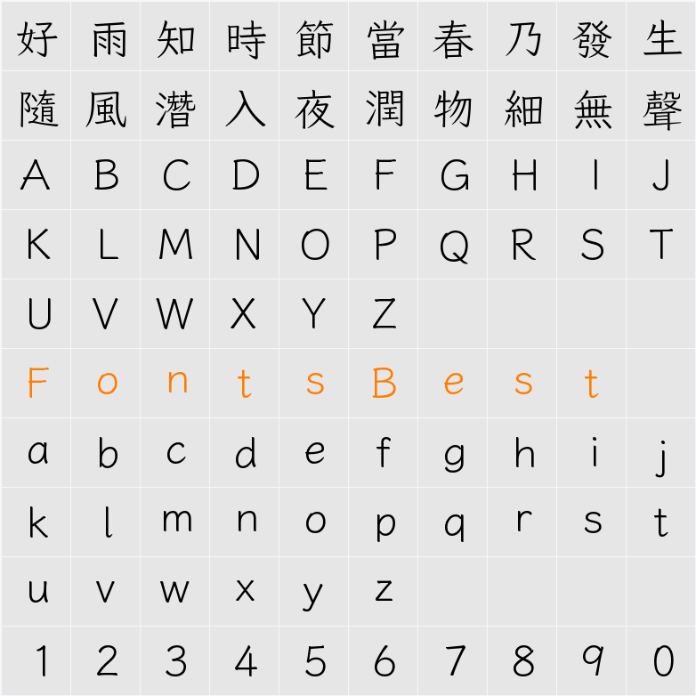 風楷 Character Map