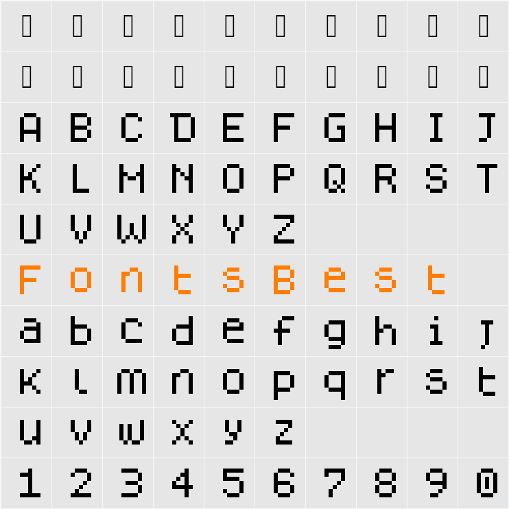 Dogica Pixel Character Map