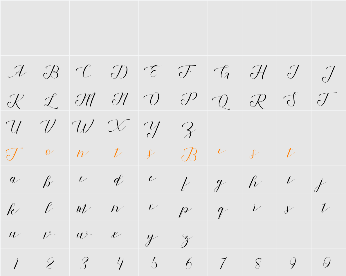 Shanti Slant Character Map