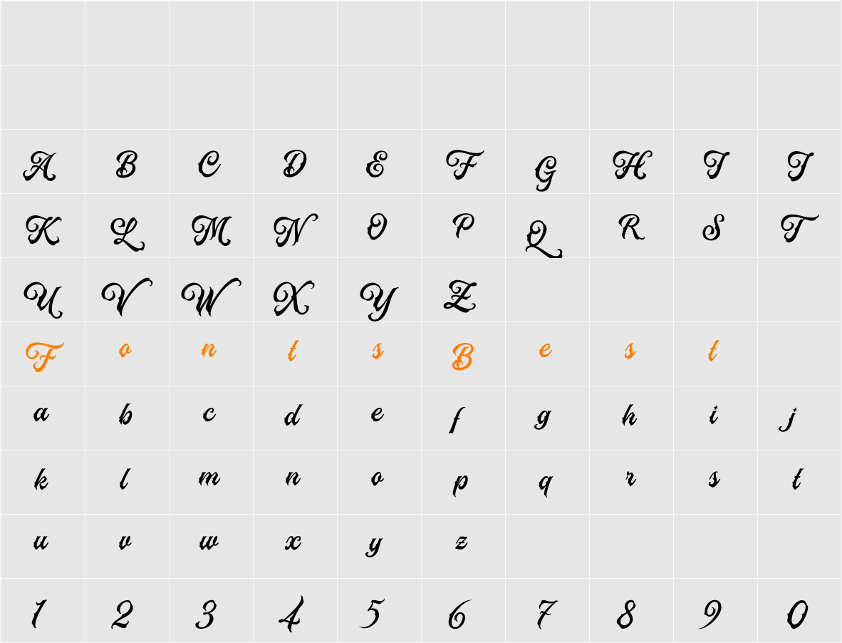 Alevantre Personal Use Only Character Map